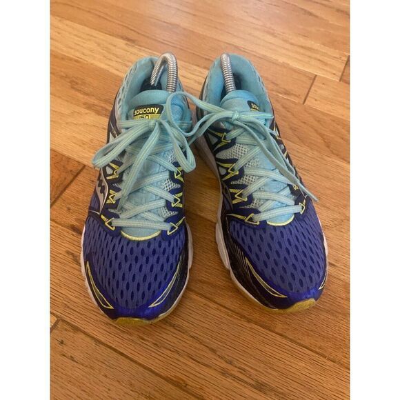 Saucony ISO Series Running Shoes Women's Athletic Sneakers Blue/Yellow Size 9 - Picture 1 of 9